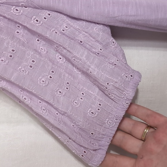 Como Vintage Light Purple Eyelet Sleeve Tee Size Extra Large - Picture 3 of 5